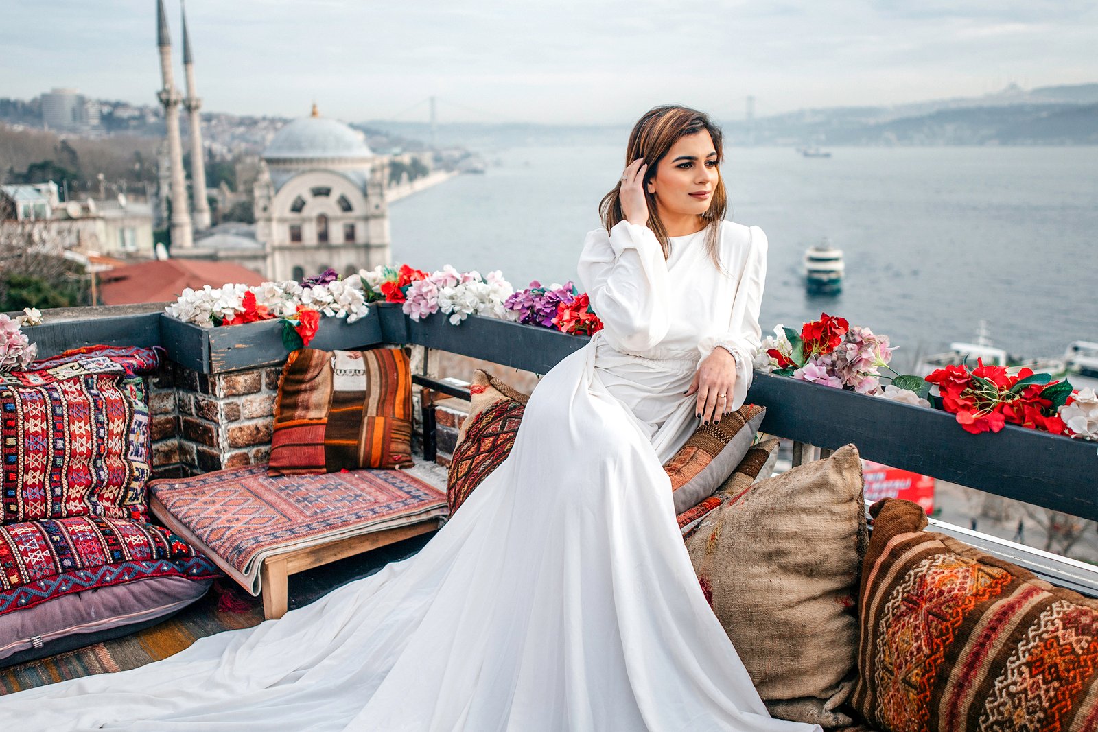 Bride on rooftop, further pose — MZ Photographer Wedding Photography